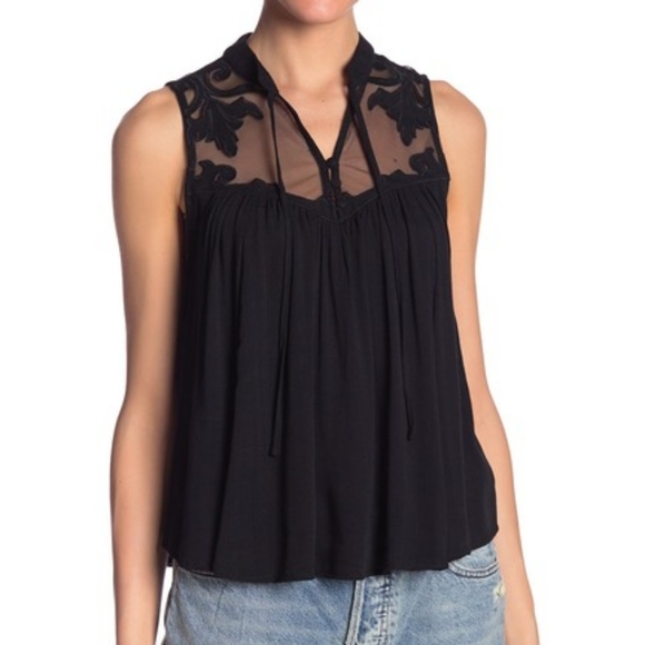 Free People Tops - Free People Black Lacey Tank